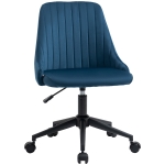 Vinsetto Mid-Back Office Chair, Velvet Fabric Swivel Scallop Shape Computer Desk Chair for Home Office or Bedroom, Teal Blue