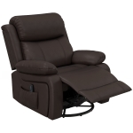 HOMCOM PU Leather Reclining Chair with Vibration Massage Recliner, Swivel Base, Rocking Function, Remote Control, Brown