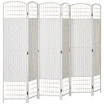 HOMCOM 6 Panel Folding Room Divider, Portable Privacy Screen, Wave Fiber Room Partition for Home Office, White