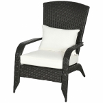 Outsunny Patio Wicker Adirondack Chair, Outdoor Rattan Muskoka Chair with Cushions for Patio, Garden, Backyard, Cream