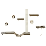 PawHut 8 Piece Cat Wall Shelves for Climbing, Sleeping, Playing, Brown