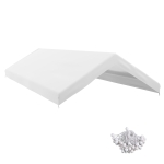 Outsunny 20' x 10' Carport Replacement Canopy for Model 84C-207WT or 84C-386V00WT with Ball Bungee Cords, White (Only Cover)