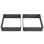 Outsunny Set of 2 Raised Garden Bed, Steel Elevated Planter Box for Flowers, Herbs, Succulents, 39"x39"x12", Dark Grey
