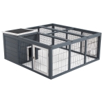PawHut Rabbit Hutch, Waterproof Rabbit House for Small Animals, Gray
