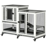 PawHut Three Story Wooden Rabbit Cage Bunny Hutch, Gray