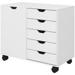 HOMCOM Mobile Filing Cabinet with 5 Drawers, Door and Adjustable Shelf, Rolling File Cabinet, Printer Table for Study