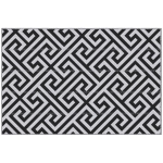 Outsunny Reversible Outdoor RV Rug, Patio Floor Mat, 4' x 6' Plastic Straw Rug for Backyard, Deck, Beach, Camping, Black & White