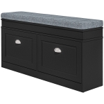 HOMCOM Modern Shoe Storage Bench, Entry Way Bench with Cushion, 2 Drawers, Storage Ottoman Bench, Holds 8 Pairs, Black
