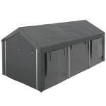 Outsunny 10' x 20' Carport, Heavy Duty Portable Garage, Height Adjustable, with 4 Mesh Windows and 4 Doors, Gray