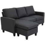 HOMCOM L-Shape Sofa, Modern Sectional Couch with Ottoman, Corner Sofa for Living Room, Dark Grey