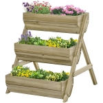Outsunny 3 Tier Elevated Planter Box, Vertical Wooden Raised Garden Bed for Flowers, Vegetables, Herbs, 26" x 30" x 30", Green