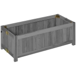 Outsunny Foldable Elevated Planter Box, Wooden Raised Garden Bed for Backyard, Patio to Grow Vegetables, Herbs, Flowers, Grey