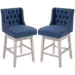 HOMCOM Swivel Bar Stools Set of 2, 27" Counter Height Stools with Linen Upholstery and Button Tufted Design for Kitchen