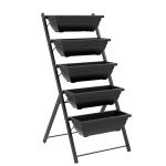 Outsunny 5-Tier Raised Garden Bed with 5 Planter Box, Outdoor Plant Stand Grow Containers with Leaking Holes, Black