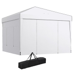 Outsunny 9.7' x 9.7' Pop Up Canopy with Sidewalls, Portable Canopy Tent with 2 Mesh Windows, Reflective Strips, Carry Bag, White