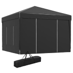 Outsunny 9.7' x 9.7' Pop Up Canopy with Sidewalls, Portable Canopy Tent with 2 Mesh Windows, Reflective Strips, Carry Bag, Black