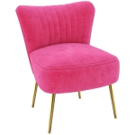 HOMCOM Velvet Lounge Chair, Modern Accent Chair for Living Room with Gold Steel Legs and Tufting Backrest, Pink