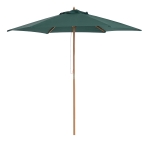 Outsunny 8FT Wood Market Umbrella Patio Umbrella Round Garden Parasol Canopy with Bamboo Ribs and Top Vent, Dark Green