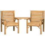 Outsunny 3Pcs Outdoor Bench Set for Backyard, Balcony, Light Brown