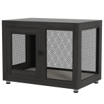 PawHut Pet Crate End Table with Water-resistant Cushion or Large Medium Dogs, Black