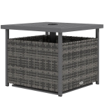 Outsunny Rattan Coffee Wicker Patio Table w/ Umbrella Hole for Backyard Mixed-Grey