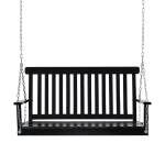 Outsunny 2-Seater Patio Swing Chair, Fir Wooden Porch Swing with Slatted Design, Hanging Chains for Outdoor, Garden, Black