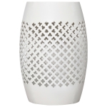 Outsunny 12.5" Steel Patio End Table, Round Hollow Drum Side Table, Accent Table for Indoor and Outdoor, White