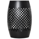 Outsunny 12.5" Steel Patio End Table, Round Hollow Drum Side Table, Accent Table for Indoor and Outdoor, Black