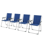 Outsunny 4 Pack Outdoor Folding Chair Set, Portable Camping Chairs with Armrest, Oxford Fabric Seat, Outdoor Chairs, Dark Blue
