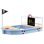 Outsunny Wooden Sandbox with Pirate Ship Design for 3-7 Years, Blue