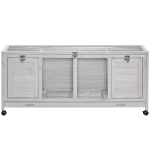 PawHut Wooden Rabbit Hutch with Wheels, Dividers for Indoor Use, Light Gray