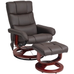 HOMCOM Swivel Recliner with Ottoman Massage, Recliner Chair and Ottoman, Faux Leather Reclining Chair with Remote, Brown