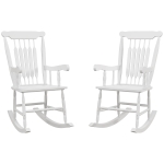 Outsunny Porch Rocker Chairs Set of 2, 350 lbs. Wooden Outdoor Rocking Chairs with High Back for Garden, Patio, Balcony, White
