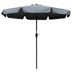 Outsunny 8.5 ft Outdoor Market Table Umbrella, Round Patio Umbrella with Tilt and Crank for Garden, Backyard, Deck, Dark Grey