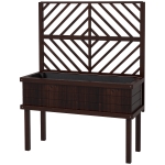 Outsunny Elevated Wood Planter with Trellis for Climbing Plants, Raised Garden Bed with Legs and Drainage Holes, Carbonized