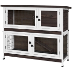 PawHut 46" Outdoor Rabbit Hutch w/ Removable Trays & Ramp for 1-2 Rabbits