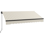 Outsunny 8' x 6.5' Retractable Awning, 280gsm UV Resistant Sunshade Shelter for Deck, Balcony, Yard, Beige and White