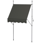 Outsunny 5' x 4' Manual Retractable Awning, Non-Screw Patio Awning, UV Resistant, for Window or Door, Dark Gray