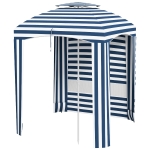 Outsunny 5.8' x 5.8' Cabana Umbrella for Travel, Walls, Vents, Ruffles, Carry Bag, Beach Umbrella, Blue & White Stripe