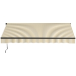 Outsunny 12' x 10' Retractable Awning, 280gsm UV Resistant Sunshade Shelter for Deck, Balcony, Yard, Beige and White