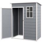 Outsunny Resin Garden Shed, 5'x3' Outdoor Storage Shed with Lock, Window, Vent, Utility Tool Shed for Backyard, Patio, Gray