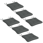 Outsunny 6-Piece Seat Cushion Replacement, Outdoor Patio Chair Cushions Set with Ties, Button Tufted, Charcoal Grey