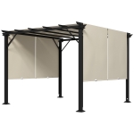 Outsunny 10' x 10' Retractable Pergola with Sun Shade Canopy, for Backyard, Garden, Patio, Deck, Beige