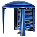 Outsunny 5.8' x 5.8' Cabana Umbrella with Walls, Vents, Ruffles, Carry Bag, Beach Umbrella, Blue Stripe
