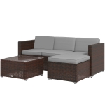 Outsunny Patio Furniture w/ Soft Cushions, Corner Sofa Sets, Grey
