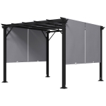 Outsunny 10' x 10' Retractable Pergola Canopy for Backyard, Grey