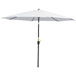 Outsunny 10' x 8' Patio Umbrella, Round Market Umbrella with Crank Handle and Tilt, Outdoor Parasol for Garden, Bench, White