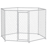 PawHut 9.2' x 8' x 5.6' Dog Kennel Outdoor for Medium and Large-Sized Dogs with Lockable Door, Silver