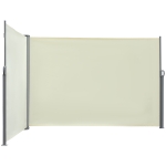 Outsunny 236" x 63" Outdoor Privacy Wall, Double Retractable Side Awning, Patio Screen for Garden, Balcony, Backyard, Cream White