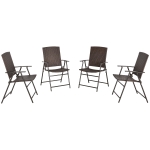 Outsunny Outdoor Wicker Dining Chair Set of 4, Rattan Foldable Chair with Steel Frame for Garden, Backyard, Porch, Brown